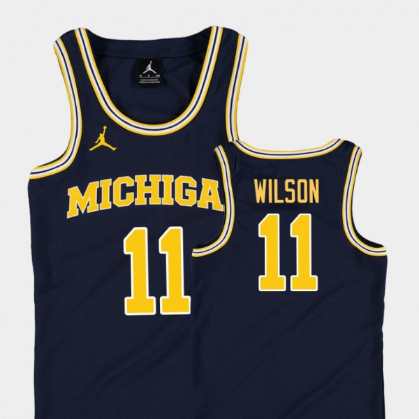 Michigan #11 Kids Luke Wilson Jersey Navy College Basketball Jordan Replica Official